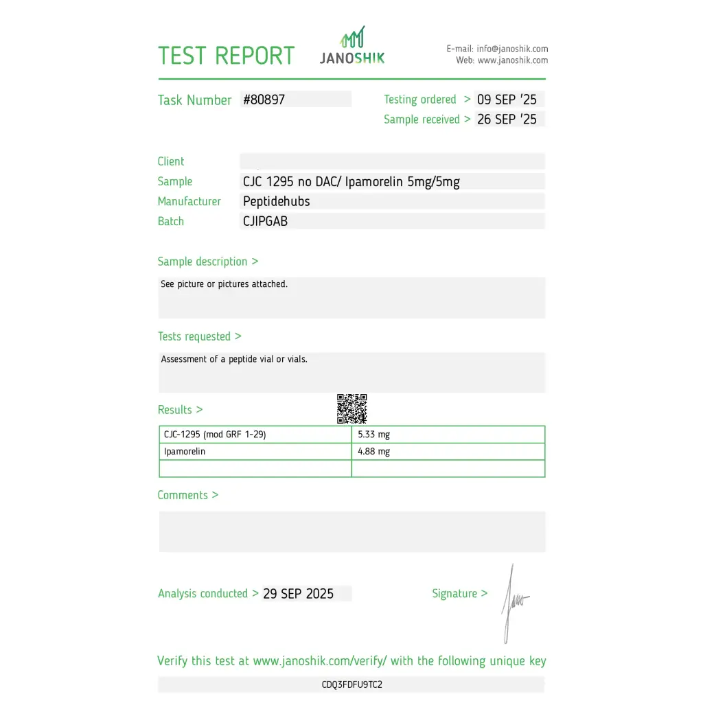 CJC-1295 / Ipamorelin 5/5mg Peptide Hubs
