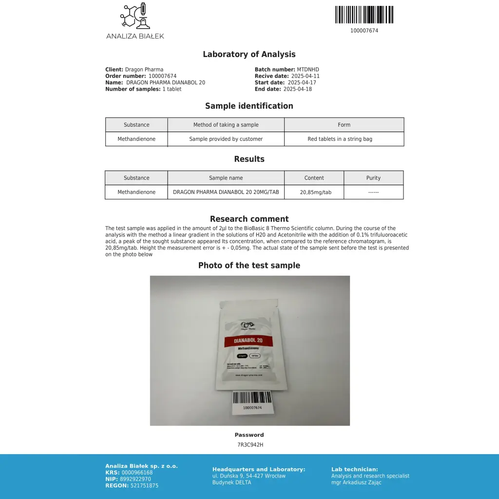 Dianabol 20mg Dragon Pharma, Europe