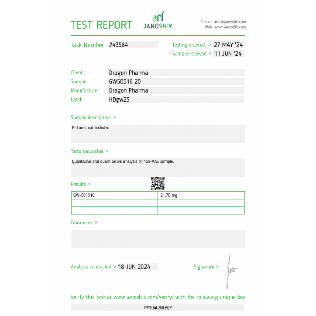 GW 501516 Dragon Pharma, Europe GW 501516 Dragon Pharma, Europe