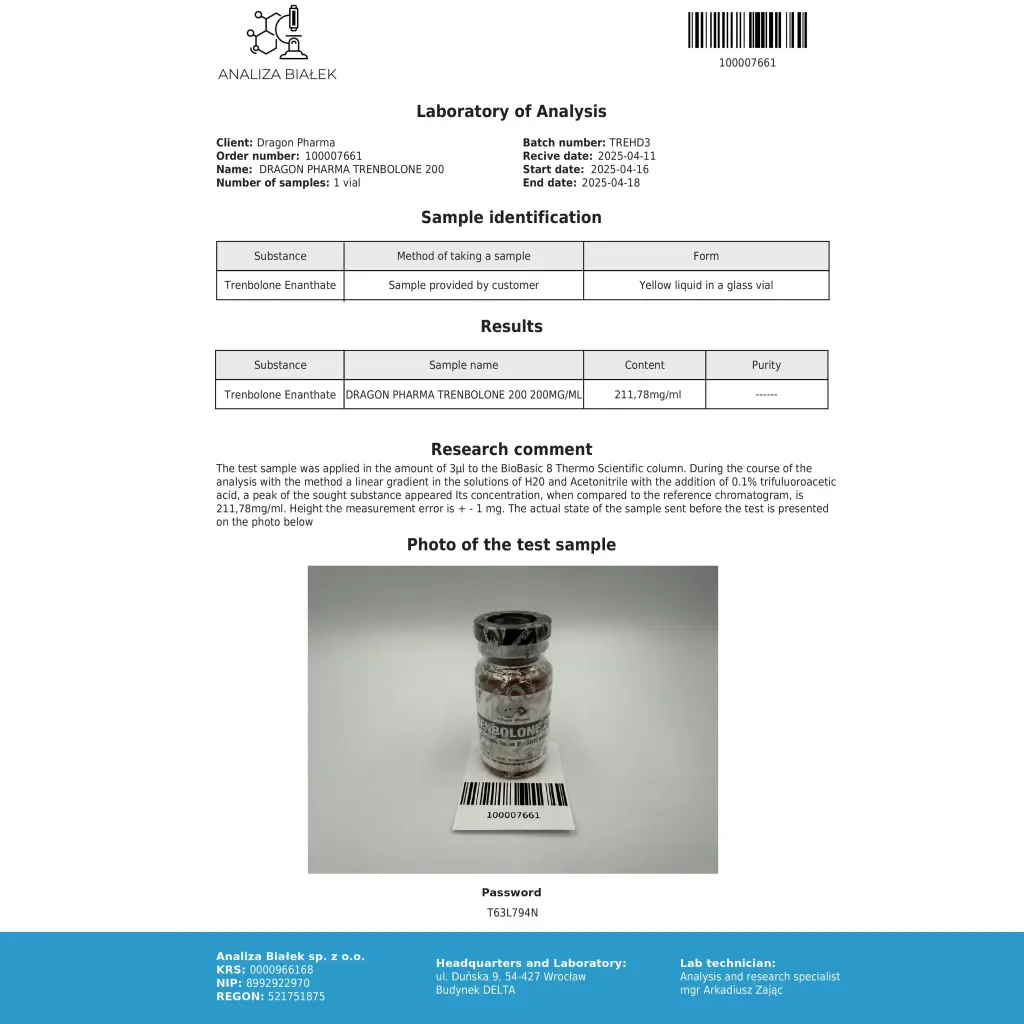 Trenbolone 200 Dragon Pharma, Europe